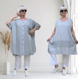ITALIA MODA  linnen/katoen set  A-lijn blazer + tuniek/in meerdere kleuren