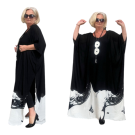 Bella Romina oversized A-lijn viscose chiffon kaftan/jurk  apart (extra groot)