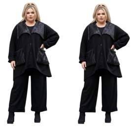 AKH oversized viscose  A-lijn korte blazer/vest  zwart stretch