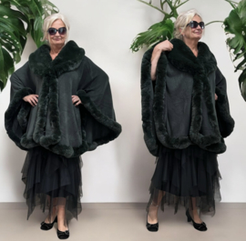 MM Sweet gebreid super zacht omslagdoek/poncho met bont