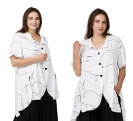 KEKOO design oversized viscose A-lijn top/tuniek wit/zwart