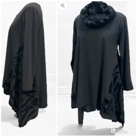 Vincenzo Allocca oversized katoen A-lijn tuniek met inzet van tule apart zwart