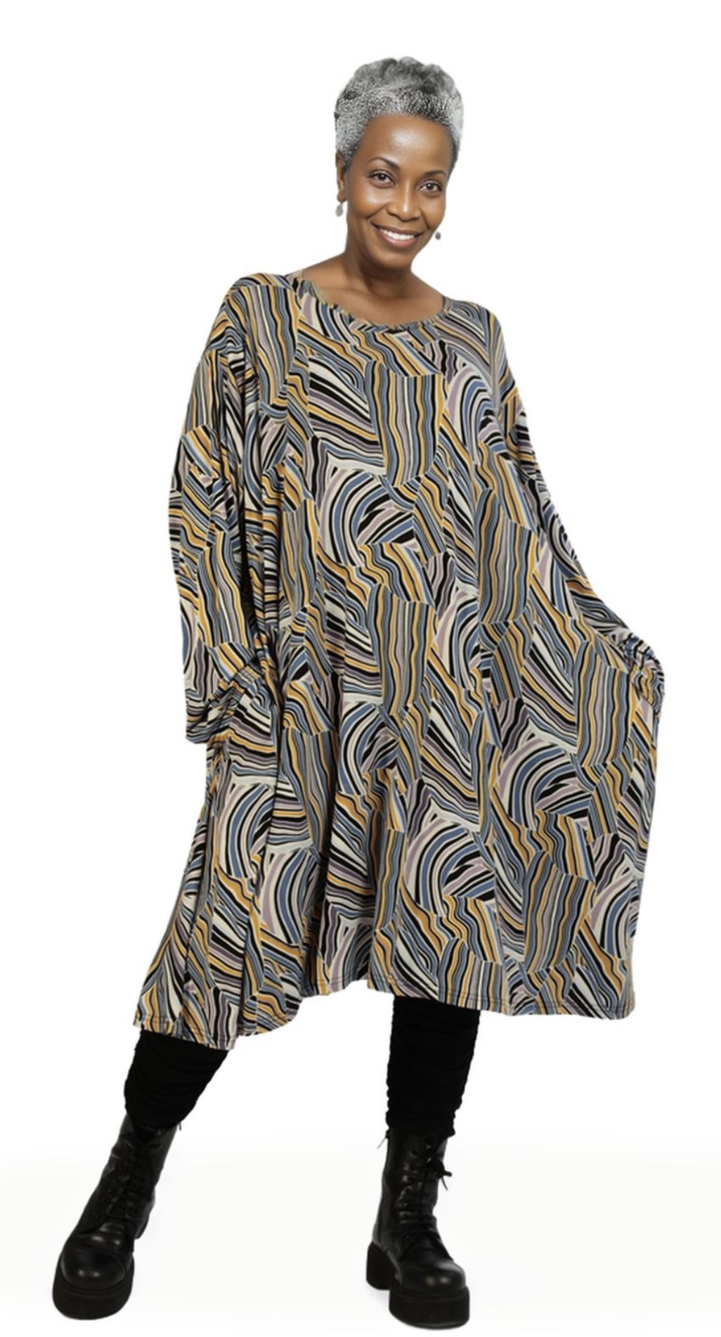 AKH oversized viscose tricot A-lijn tuniek  apart stretch