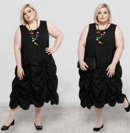 Moonshine katoen A-lijn jurk stretch/zwart