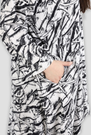 AKH oversized viscose A-lijn blouse/tuniek zwart/wit  apart