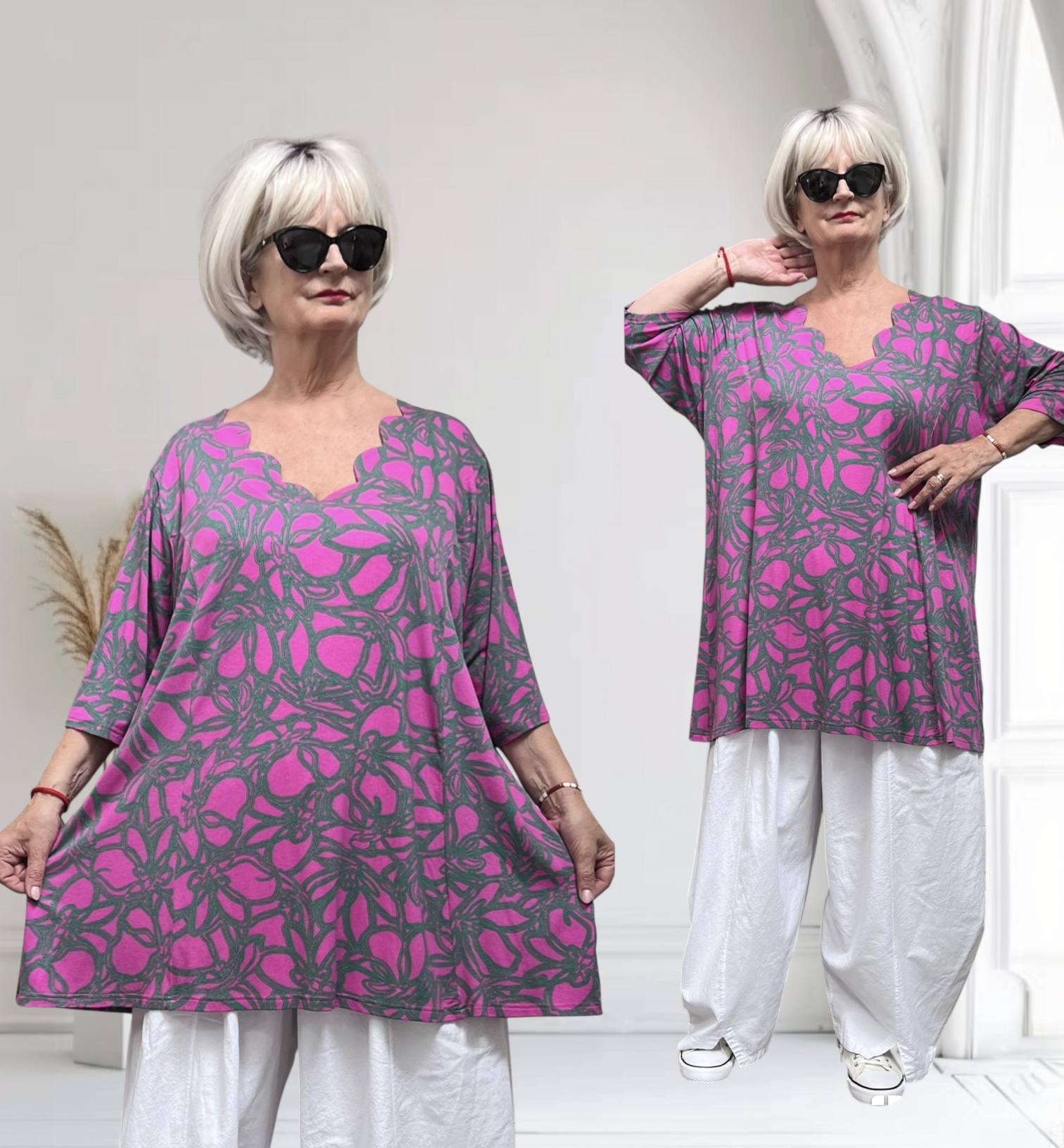 Ophilia viscose A-lijn tuniek  met aparte decolleté stretch