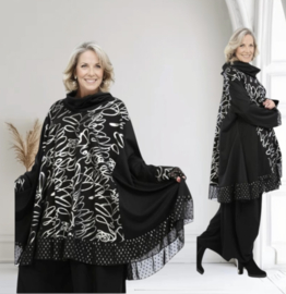 AKH oversized viscose A-lijn tuniek  apart zwart/silver stretch