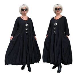 Vincenzo Allocca oversized katoen A-lijn jurk met inzet van taft /aparte/stretch/zwart