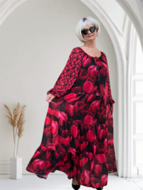 SASHA VIVIEN  chiffon met een vleugje zijde jurk gevoerd
