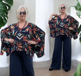 Naveed  oversized viscose jersey top/stretch donkerblauw