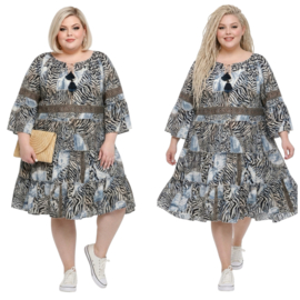 UNIDIVA polysilk A-lijn zomer jurk apart