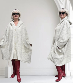 AKH oversized asymmetrisch wollen winterjas/mantel  gevoerd