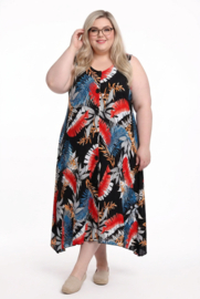 R.A.F.A.Y viscose A-lijn jurk/hemd met knoopsluiting/ stretch