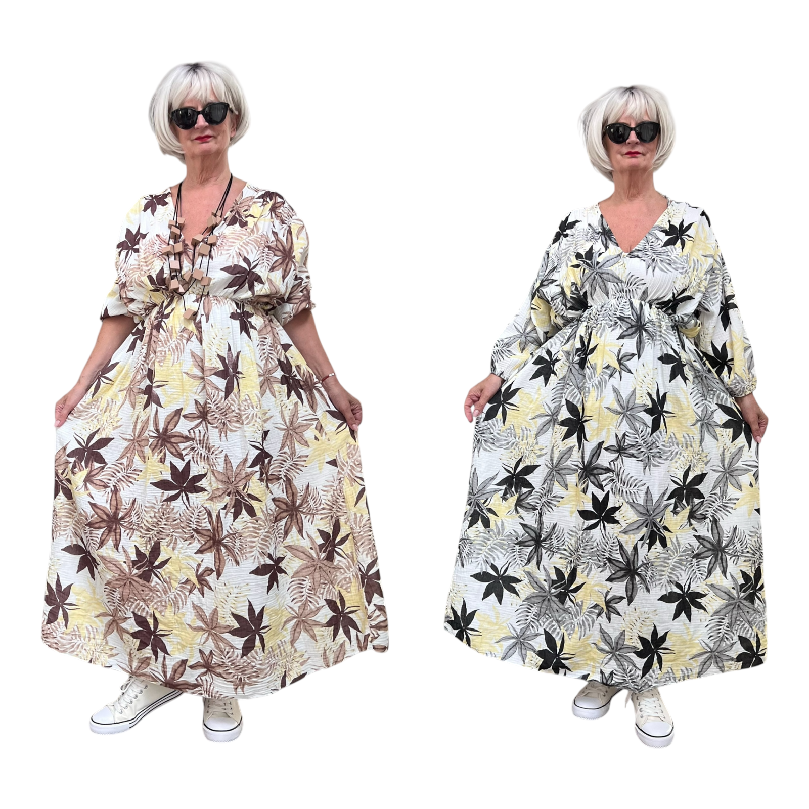 ITALIA MODA oversized katoen mousseline A-lijn jurk /in meerdere kleuren