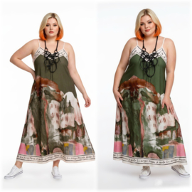 ITALIA Moda oversized viscose /zijde A-lijn zomer jurk