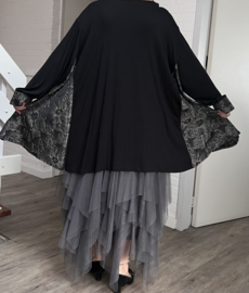 AKH oversized jersey viscose A-lijn tuniek apart  stretch zwart /in meerdere kleuren