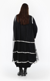 AKH oversized mouwloos vest/tuniek van stretch tule kwaliteit/zwart/wit