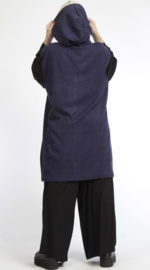 AKH viscose  A-lijn blazer met zakken stretch zwart/paars
