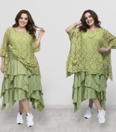 Moonshine oversized de modieuze kleuring  katoen KANTEN top apart stretch /in meerdere kleuren