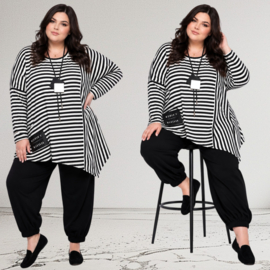 FUNKY Diva oversized viscose A-lijn tuniek zwart/wit / stretch