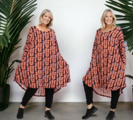 AKH oversized viscose asymmetrisch A-lijn tuniek apart stretch