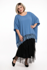 ITALIA MODA  viscose tuniek/poncho met kant en ketting /stretch/meerdere kleuren