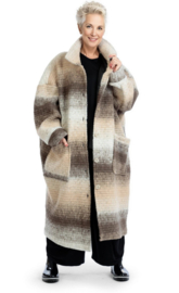 AKH oversized lange wollen winterjas/mantel  gevoerd