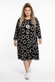 ITALIA Moda oversized viscose A-lijn jurk stretch zwart/wit