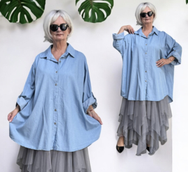 ITALIA oversized katoen jeans blouse/hemd/in meerdere kleuren