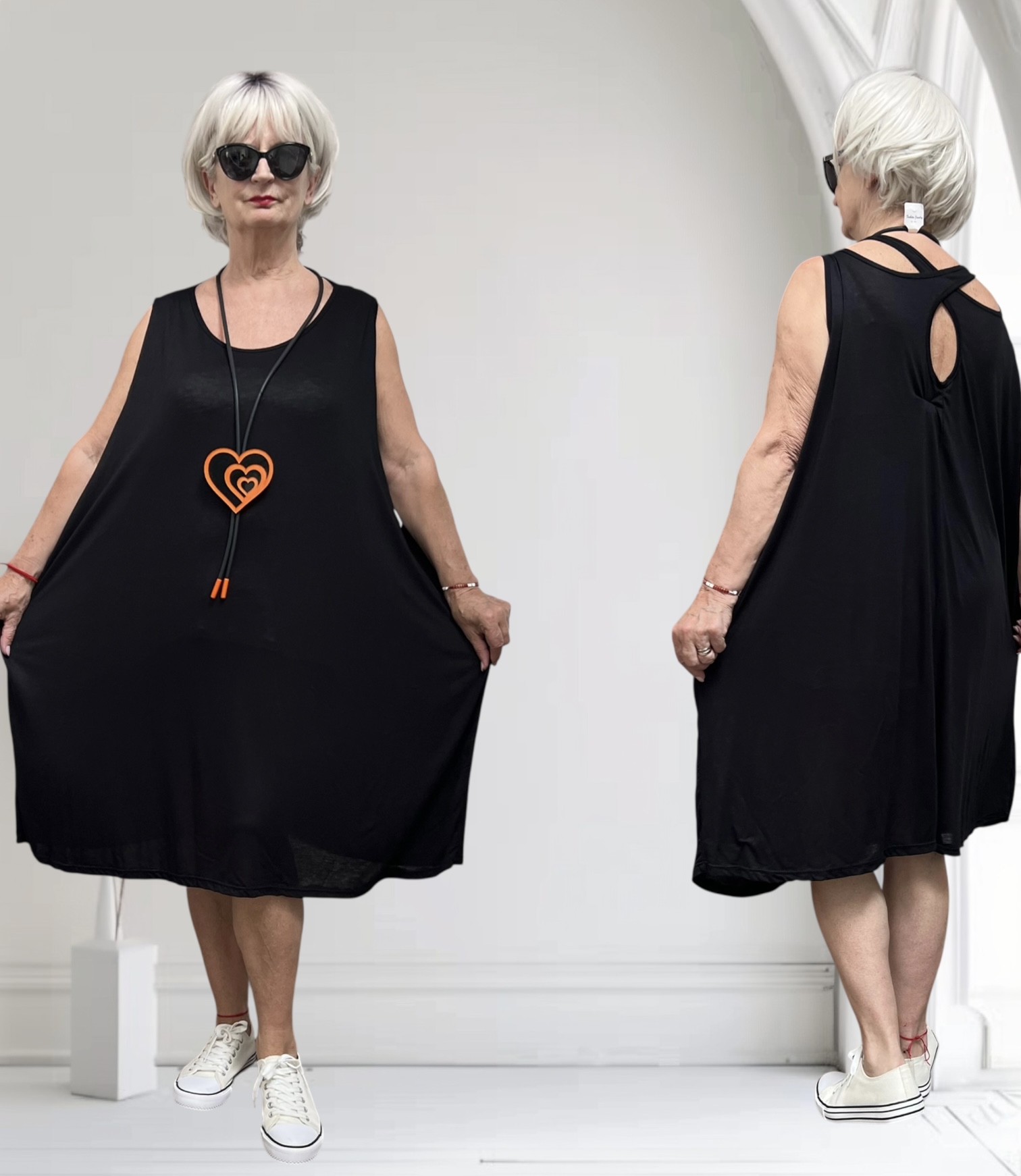 ITALIA viscose A-lijn zomer jurk apart stretch