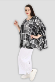 AKH oversized viscose A-lijn top/tuniek zwart/wit  apart