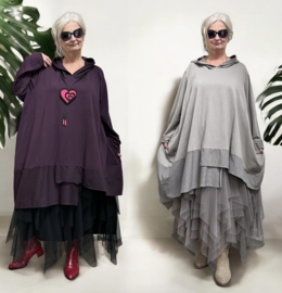 Moonshine jersey katoen A-lijn tuniek met capuchon stretch /in meerdere kleuren