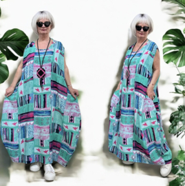 AKH oversized chique viscose  A-lijn  jurk apart/niet doorschijnend