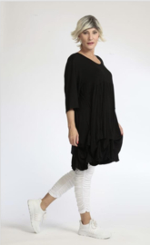 AKH oversized viscose A-lijn jurk apart stretch  zwart