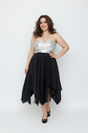 Moonshine oversized katoen mix rok met KANT zwart