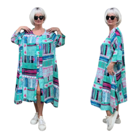AKH oversized chique viscose A-lijn  hemd/tuniek met zakken /niet doorschijnend