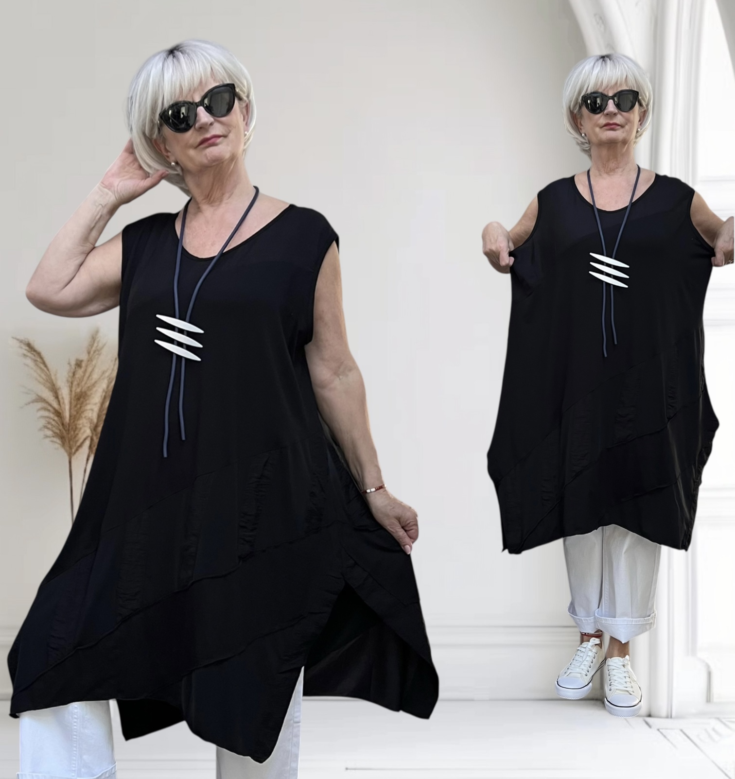 KEKOO design viscose  A-lijn jurk  zwart stretch 