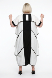 H-4 oversized katoen mix vest/blazer apart wit/zwart