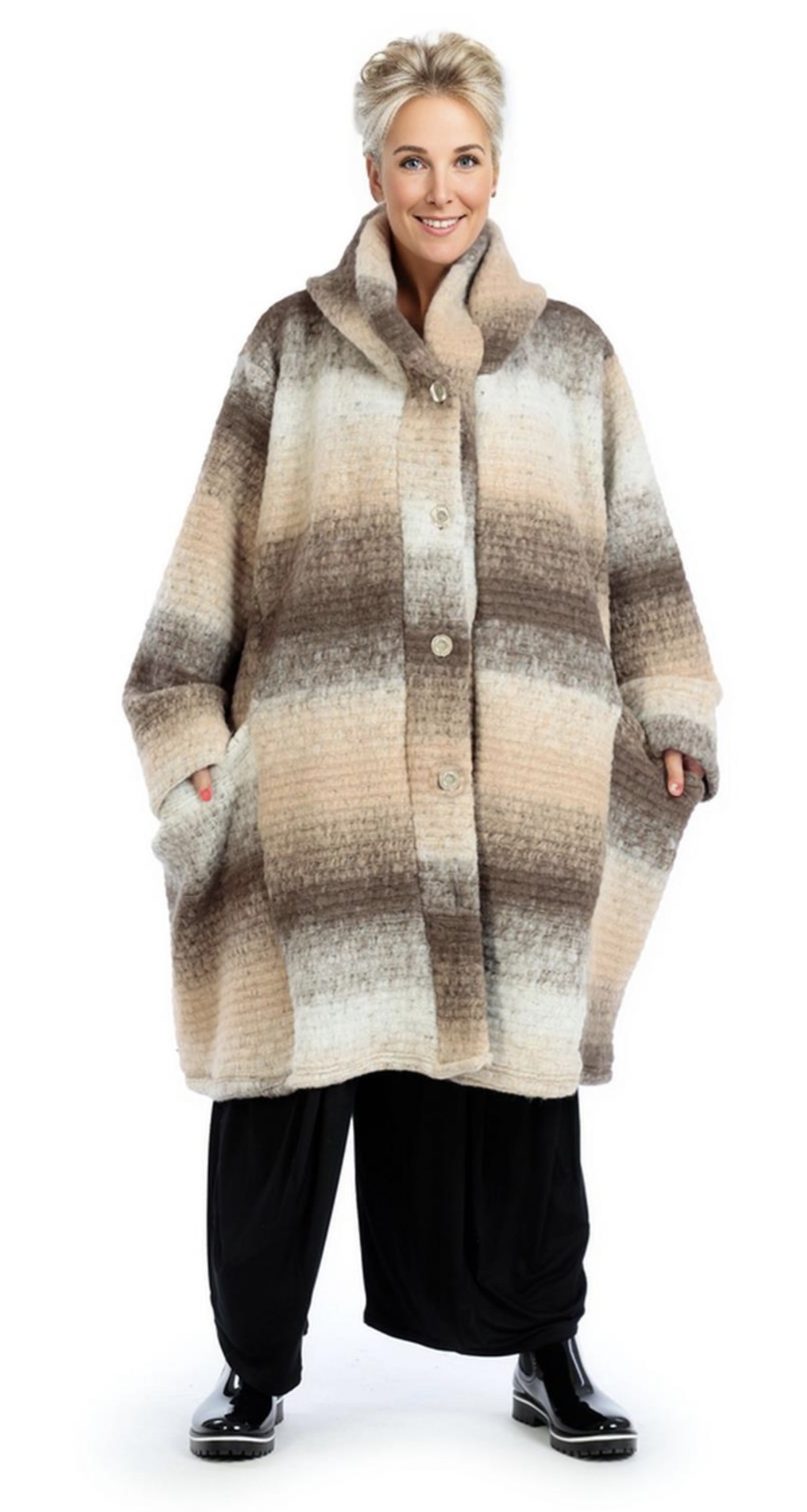 AKH oversized wollen winterjas/mantel  gevoerd