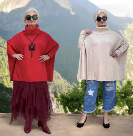 ITALIA oversized viscose mix gebreide top/tuniek met col  /in meerdere kleuren