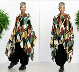 AKH viscose asymmetrisch oversized A-lijn tuniek/top met zakken apart stretch