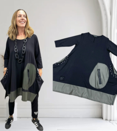 Vincenzo Allocca oversized katoen A-lijn tuniek met inzet van eco leder/aparte/stretch