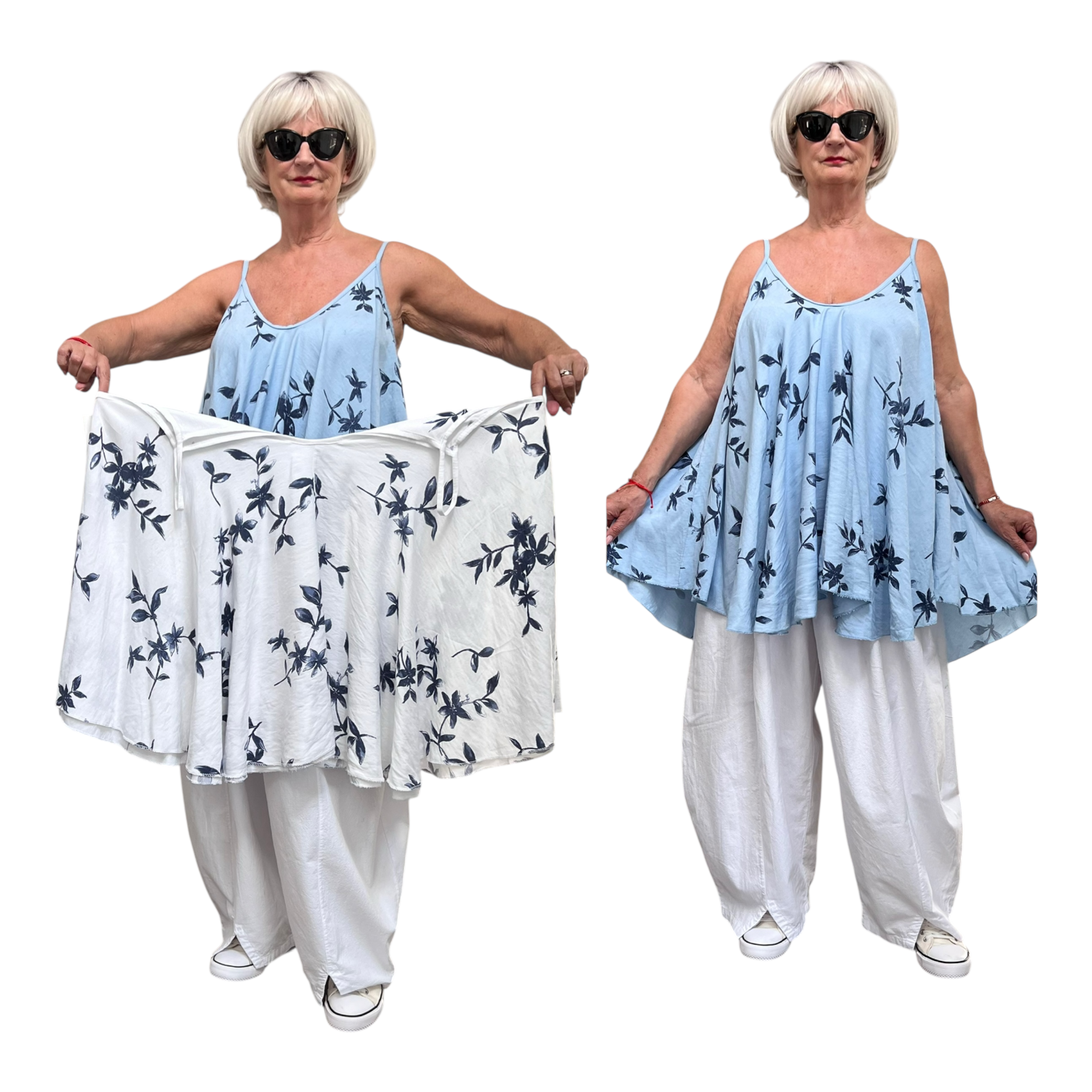 ITALIA oversized viscose A-lijn zomer top/in meerdere kleuren