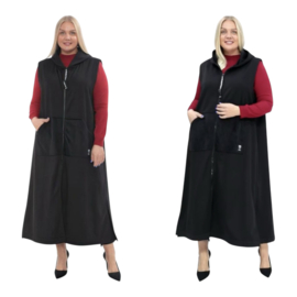 Divas planet oversized mouwloze  A-lijn blazer met ritssluiting zwart/strtech