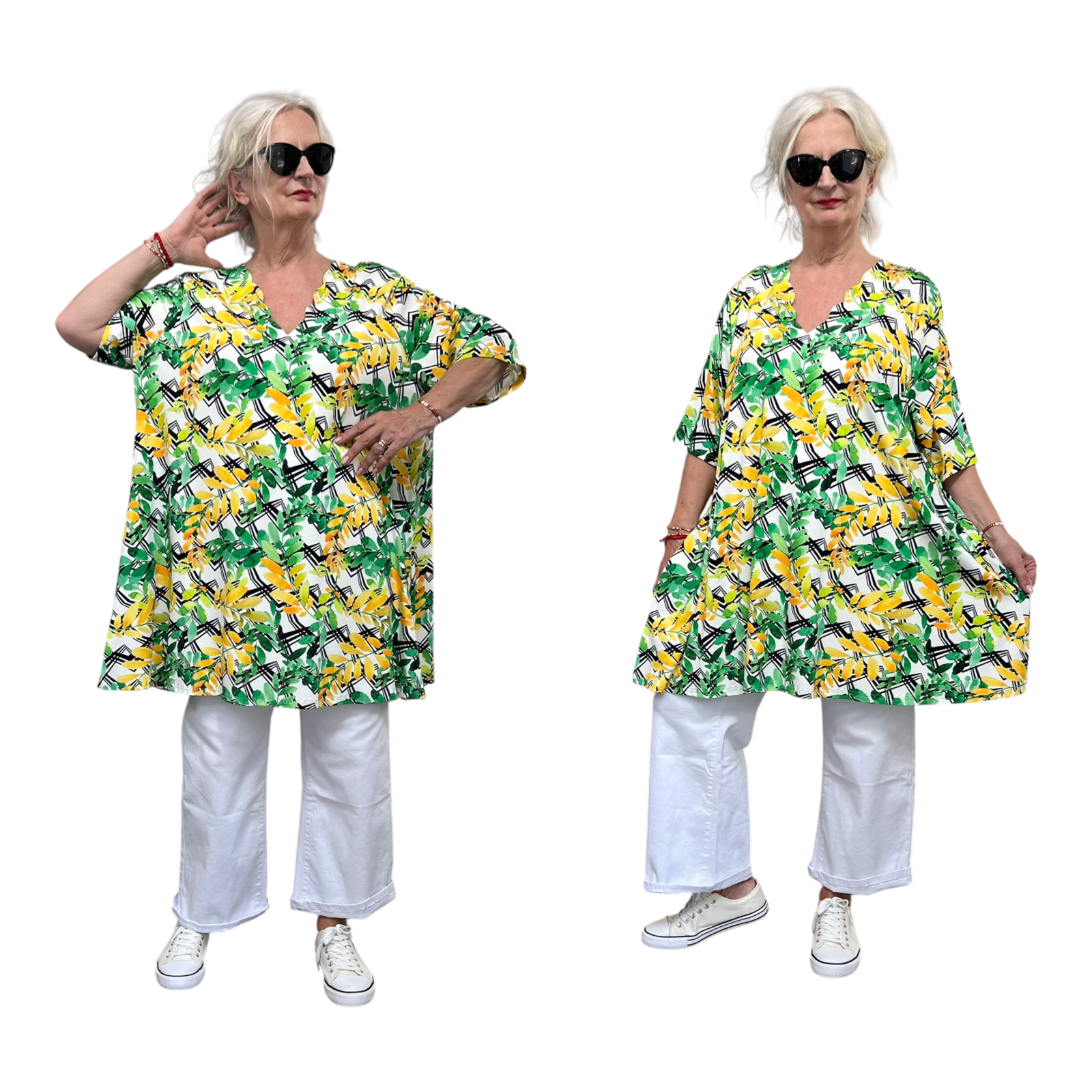 Naveed oversized viscose A-lijn tuniek met aparte decolleté/ stretch