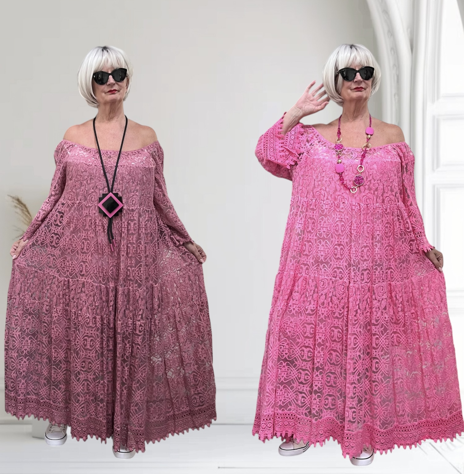 ITALIA  MODA kanten BOHO A-lijn jurk/gevoerd/apart/ in meerdere kleuren
