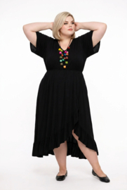 ITALIA MODA viscose tricot A-lijn  jurk zwart/stretch