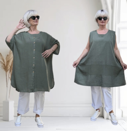 ITALIA MODA  linnen/katoen set  A-lijn blazer + tuniek/in meerdere kleuren