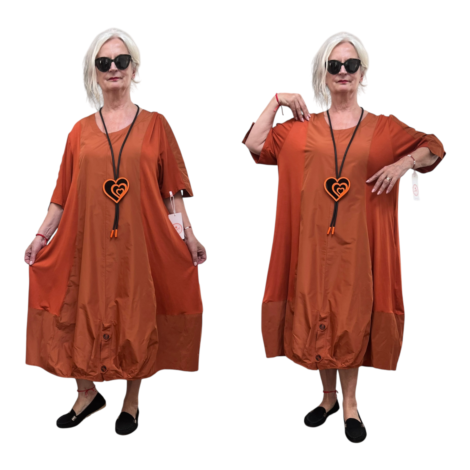 ALYANS oversized viscose A-lijn jurk met taft stretch