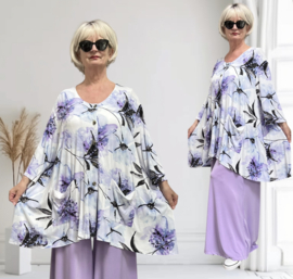 AKH oversized viscose A-lijn vest/blazer met zakken apart stretch